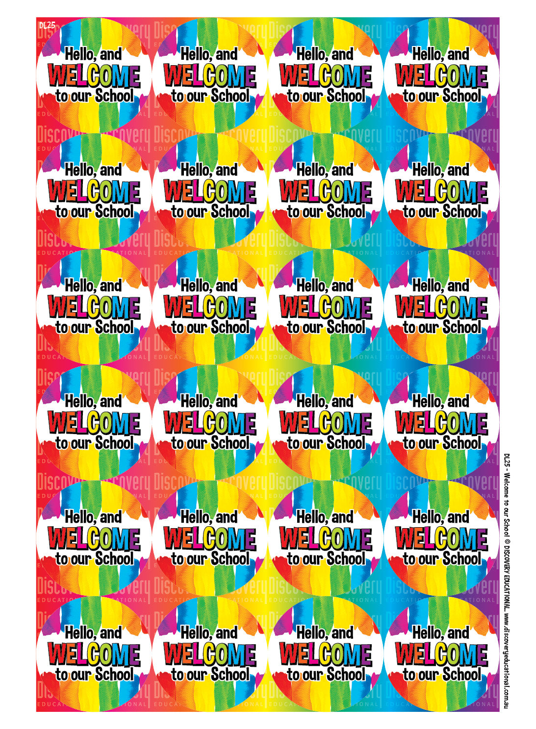Welcome Disc Sticker DL25: Welcome Stickers - Large 35mm – Discovery Educational