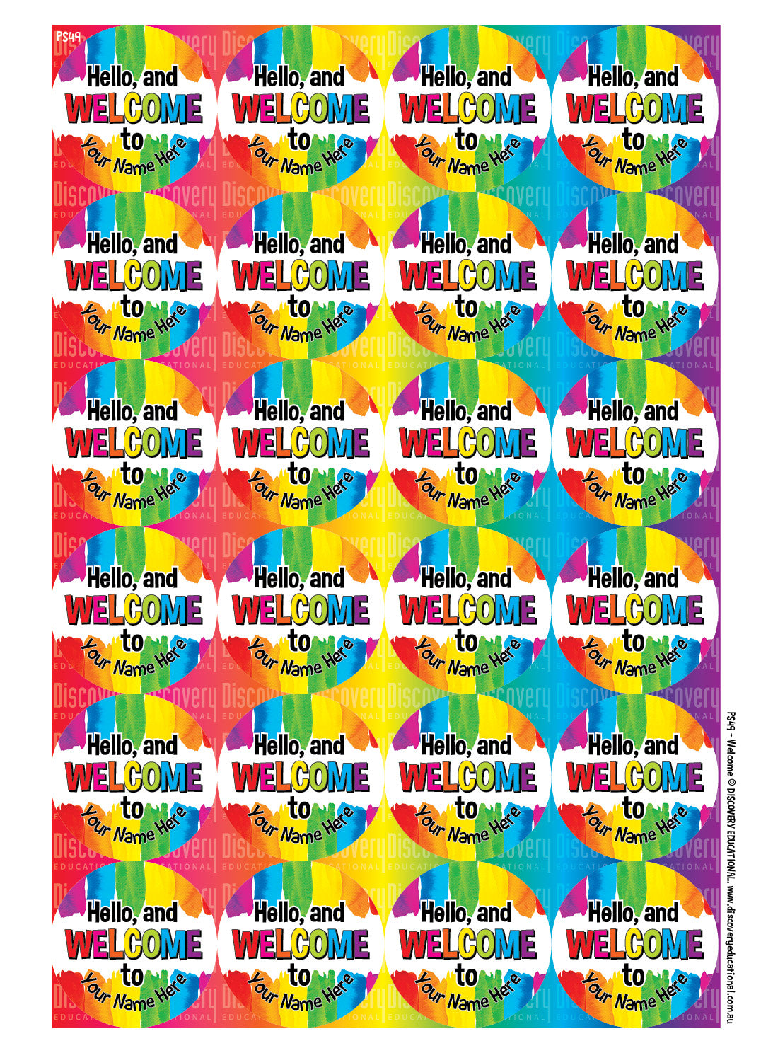 Welcome Disc Sticker PS49 - Personalised Hello and Welcome Sticker 35mm – Discovery Educational